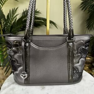 Brighton Satchel Pewter Hearts Silver